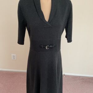 Calvin Klein Charcoal Belted Midi Dress